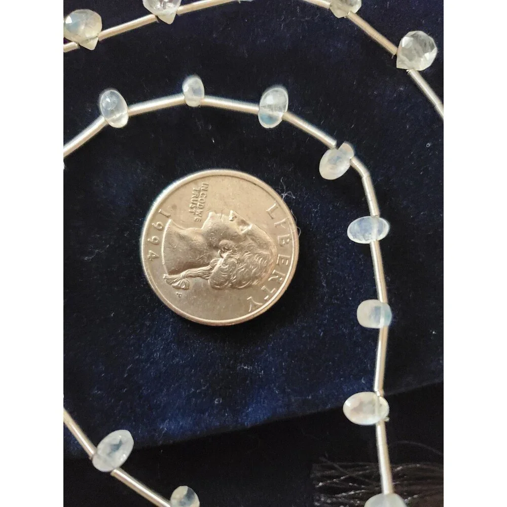 Faceted Milky Moonstone Briollette Beads, 2 Strands